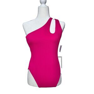 Old Navy One piece swimsuit NWT Women’s S Hot Pink One Shoulder Textured Pool